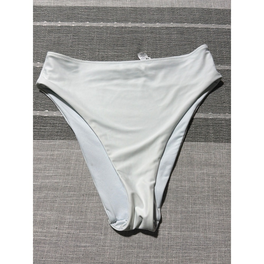 Aerie Womens White High Waisted High Cut Bikini Swim Bottoms Size Medium